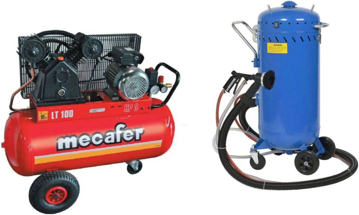 Sablage avec compresseur 3cv de 100 litres et sableuse 106 litres