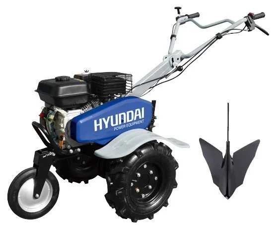 Motoculteur hyundai 6.5cv largeur 1 mètres avec charrue butoir, 6 fraises, roues - photo 6