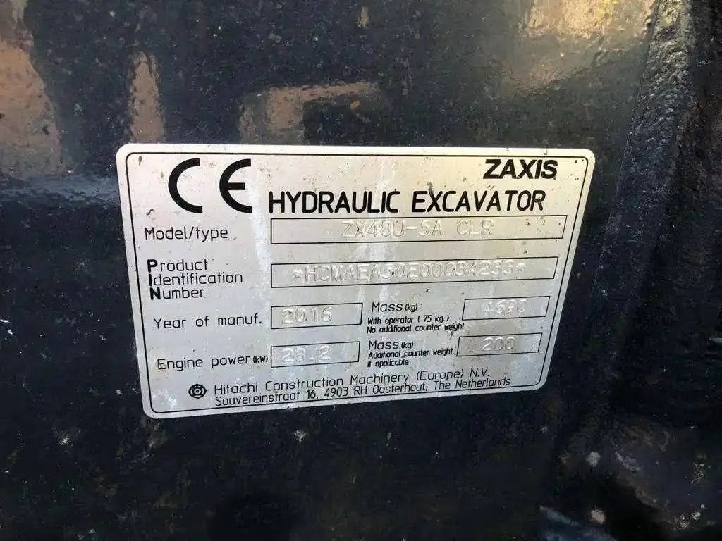 Hitachi ZX48U-5A CLR, (2016), 2430 heures, 5T – occasion - photo 6