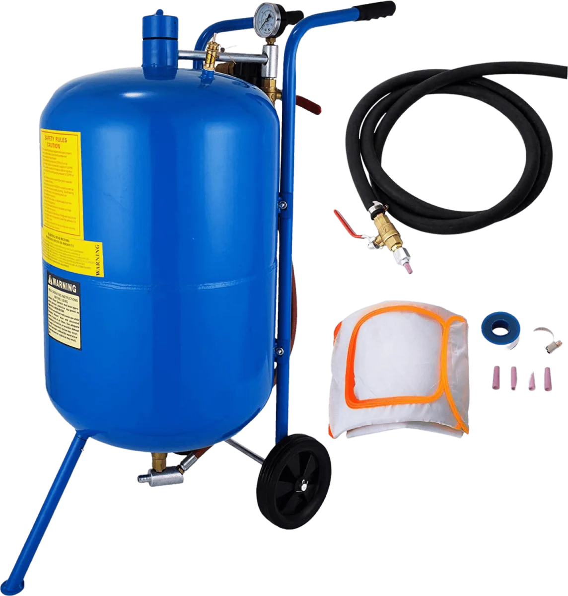 Sableuse mobile à cuve ronde 76 litres avec manometre et soupape de sécurité