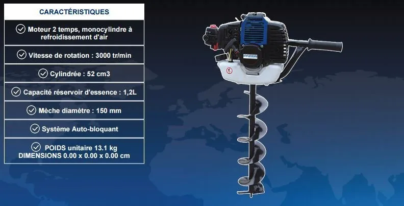 Tarière thermique 52cc hyundai htt50 avec mèche 15 cm - photo 3