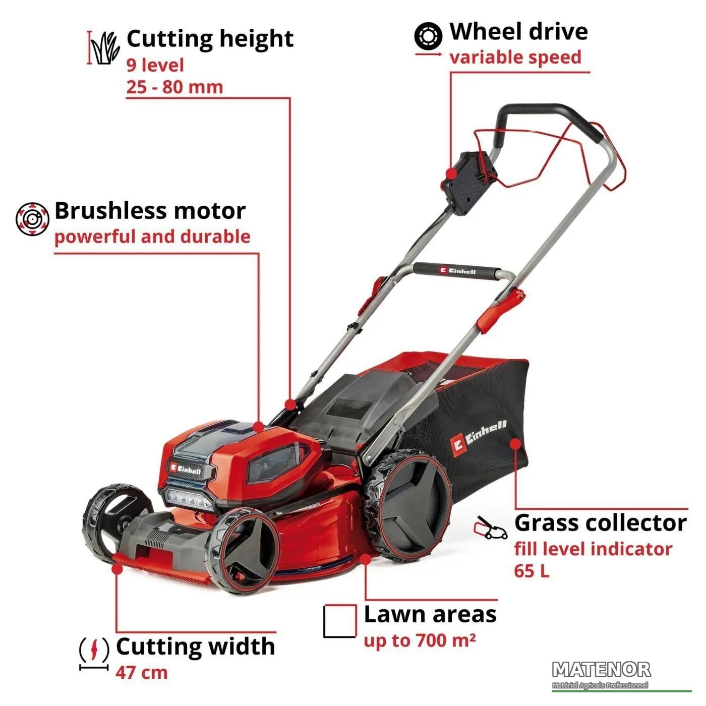 Tondeuse à gazon sans fil Einhell GP-CM 36/47 S Li BL (4x 4,0 Ah) - photo 3