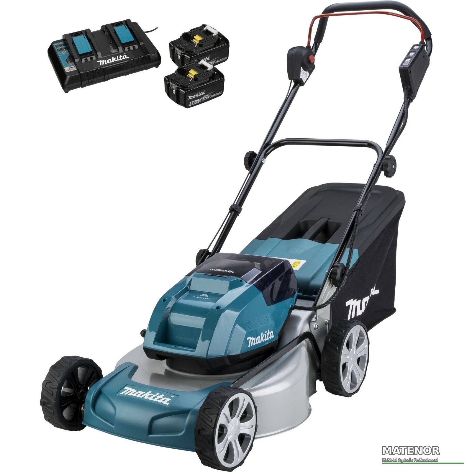 Tondeuse à gazon sans fil Makita DLM463PT2 avec 2 batteries 5,0 Ah