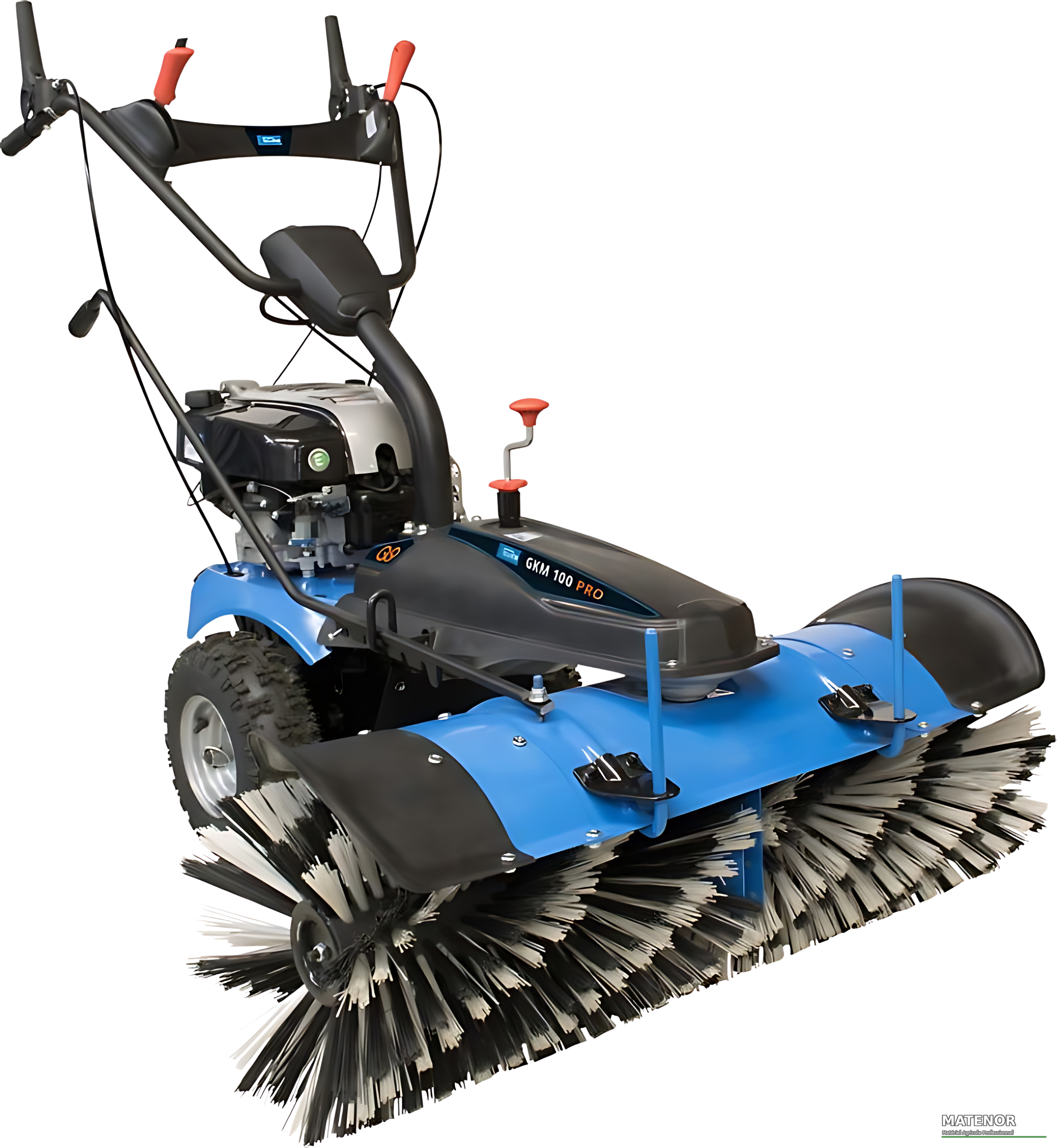 Thermo-Kehrmaschine Gkm 100 Pro mit Briggs & Stratton-Motor, mit Schneeräumschild und Sammelbehälter