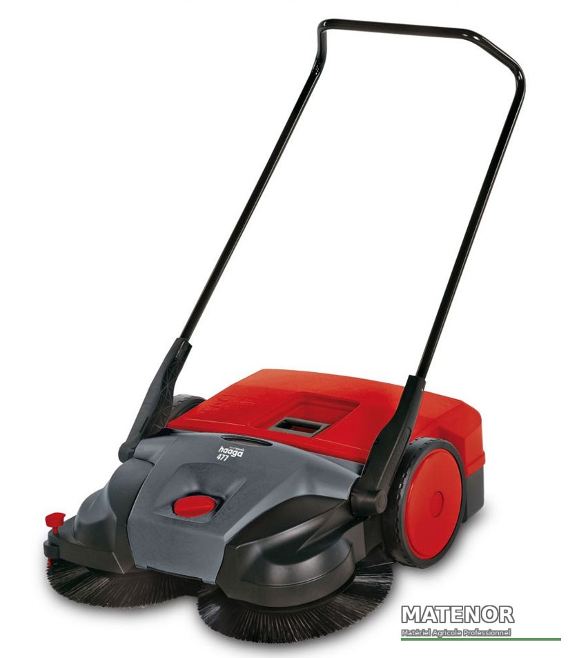Balayeuse manuelle avec bac de 50 litres, largeur 77cm, système turbo