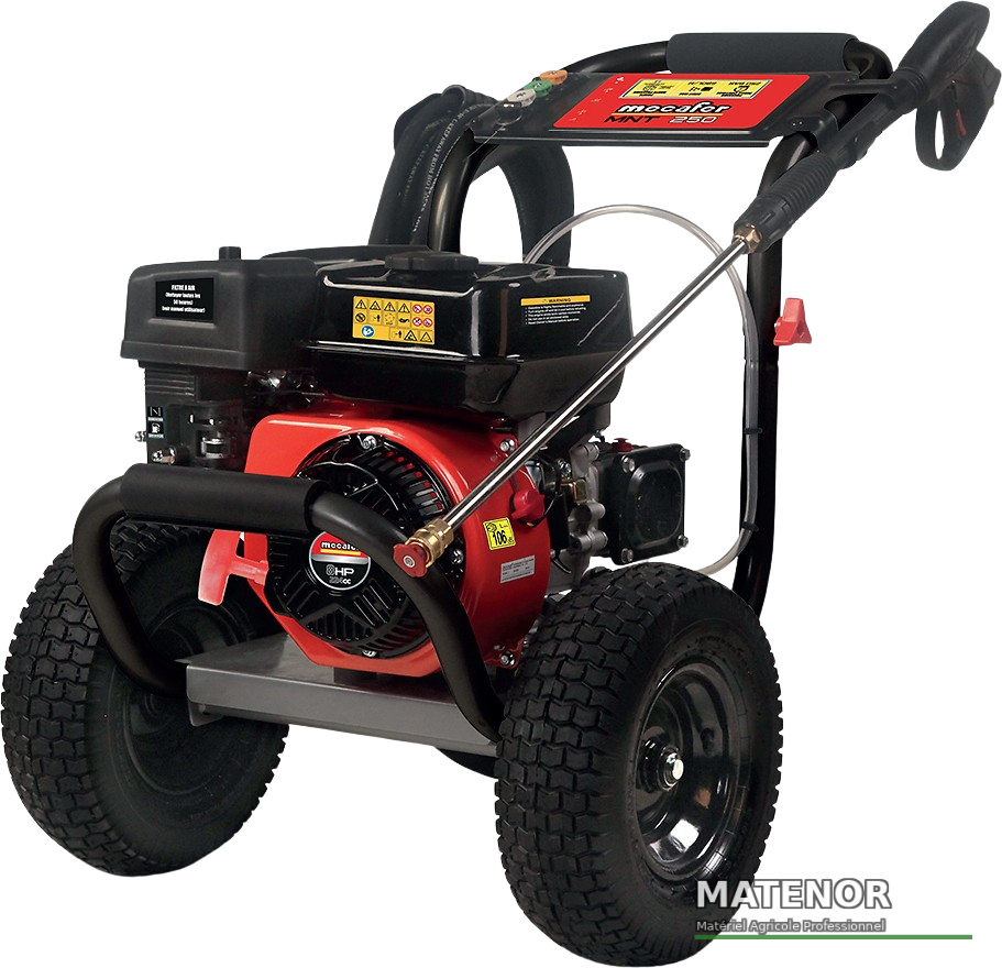 Mecafer termisk högtryckstvätt 8cv 224cc 250 bar 680 l/h för intensiv användning