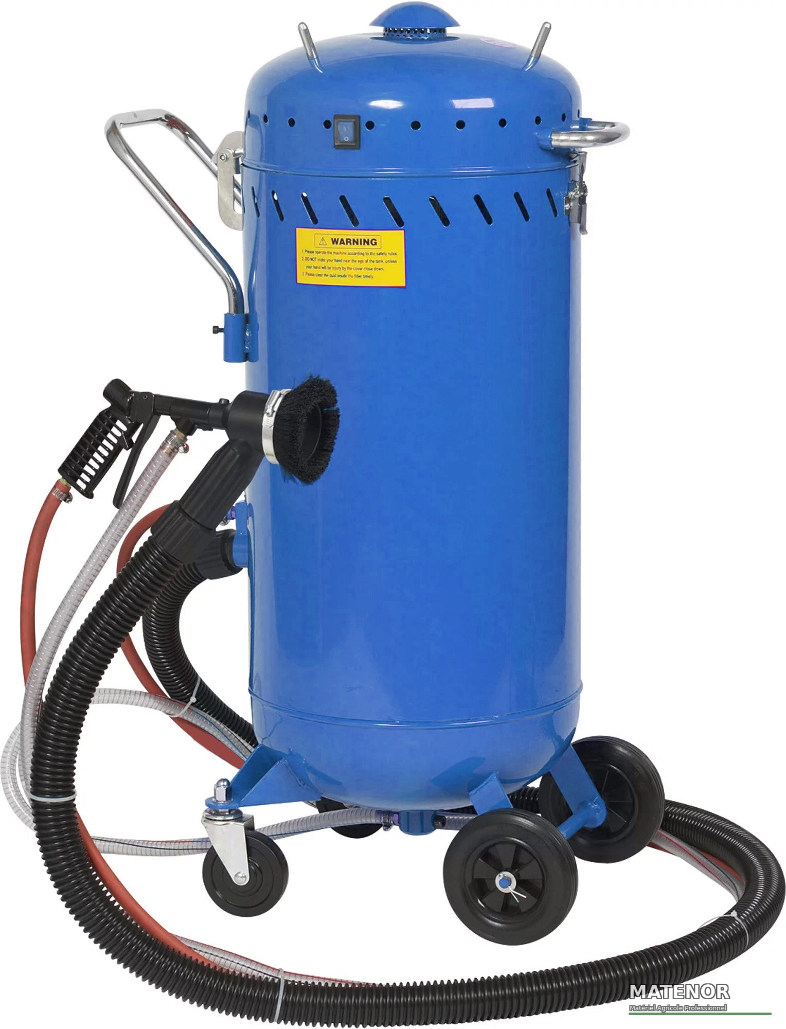 Sableuse mobile complète 106 litres avec aspirateur, 1200 w, permet de recycler le sable