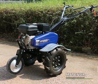 Motoculteur hyundai 6.5cv largeur 1 mètres avec charrue butoir, 6 fraises, roues - photo 2