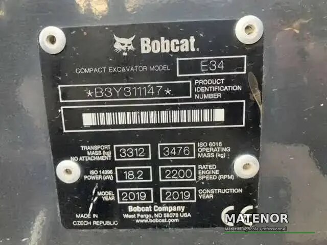 Bobcat E34, (2019), 1346 heures, 3.4T - occasion - photo 5